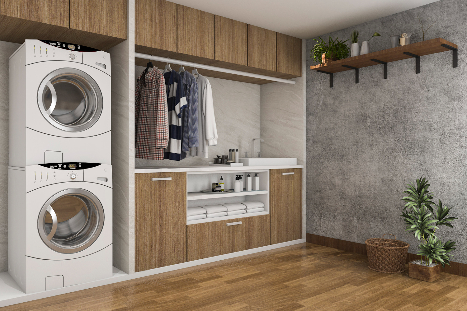 Upgrading the amenities in a studio apartment, like an in-unit laundry space, can make marketing the small space easier.