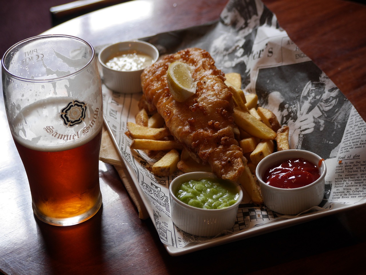 Pair a seasonal beer with classic fish and chips for a comforting, hearty meal