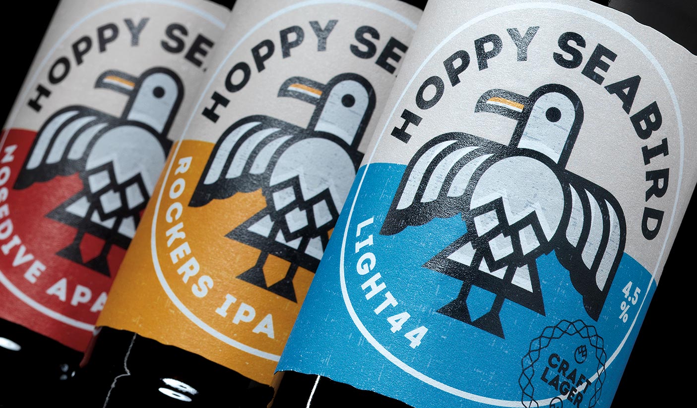 Gower brewery expanded its line with Hoppy Seabird, but kept the branding bold and consistent so every product stays cohesive 