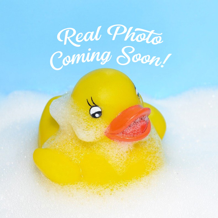 Image of a yellow rubber duckie toy covered in suds, with text that says "real image coming soon!"